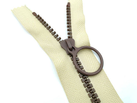 Reißverschluss mit Ringzipper 20cm Beige Braun