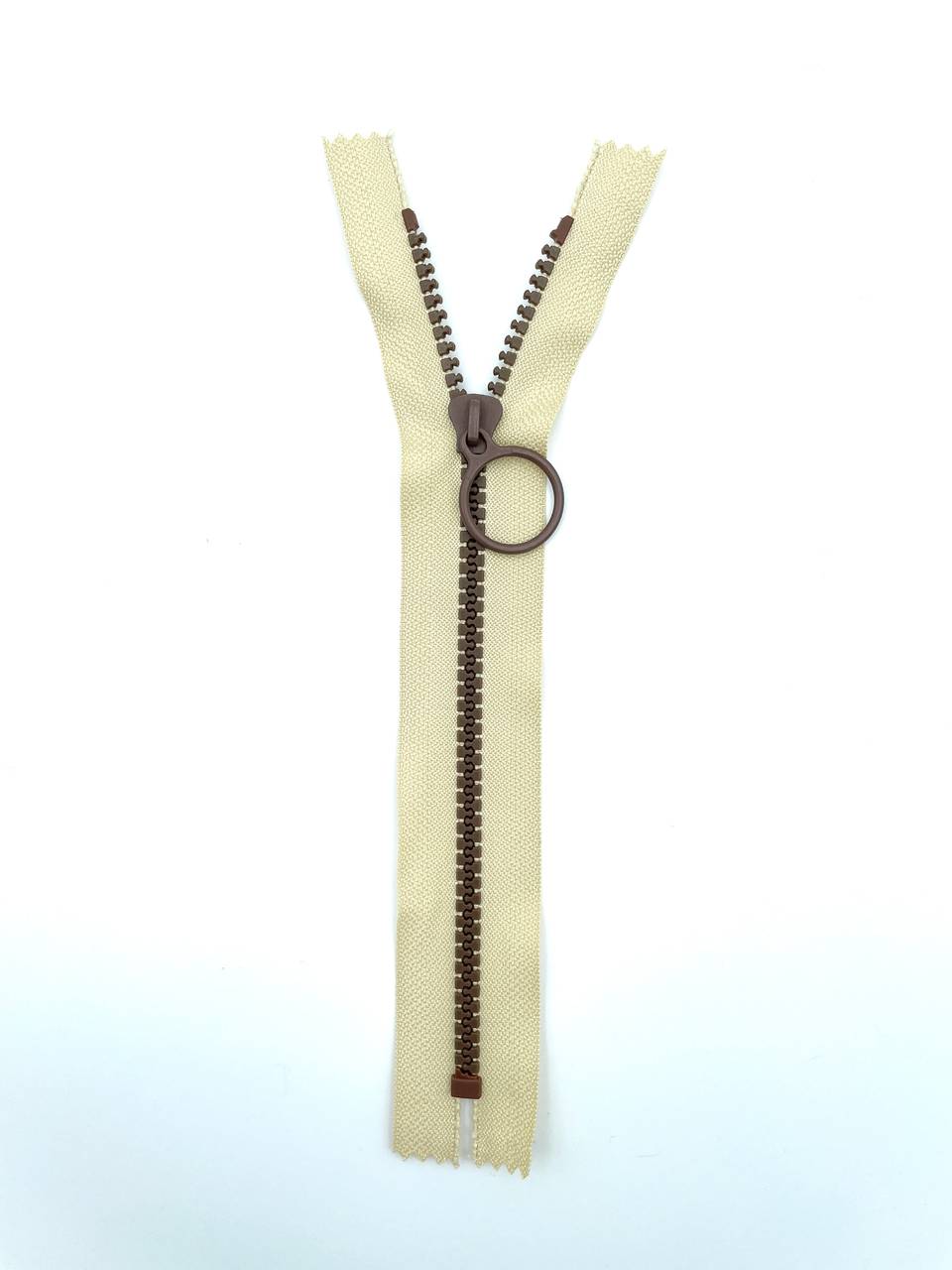 Reißverschluss mit Ringzipper 20cm Beige Braun