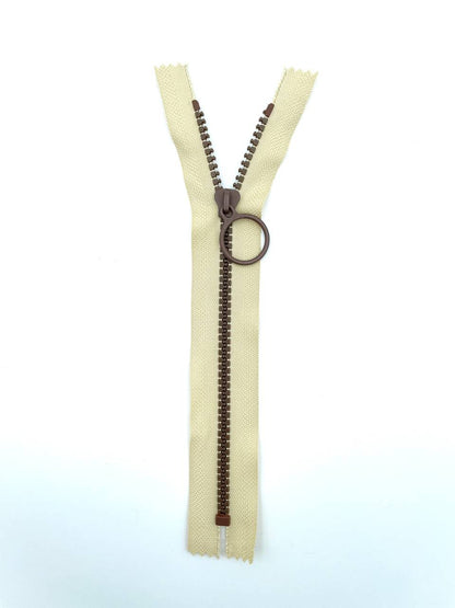 Reißverschluss mit Ringzipper 20cm Beige Braun