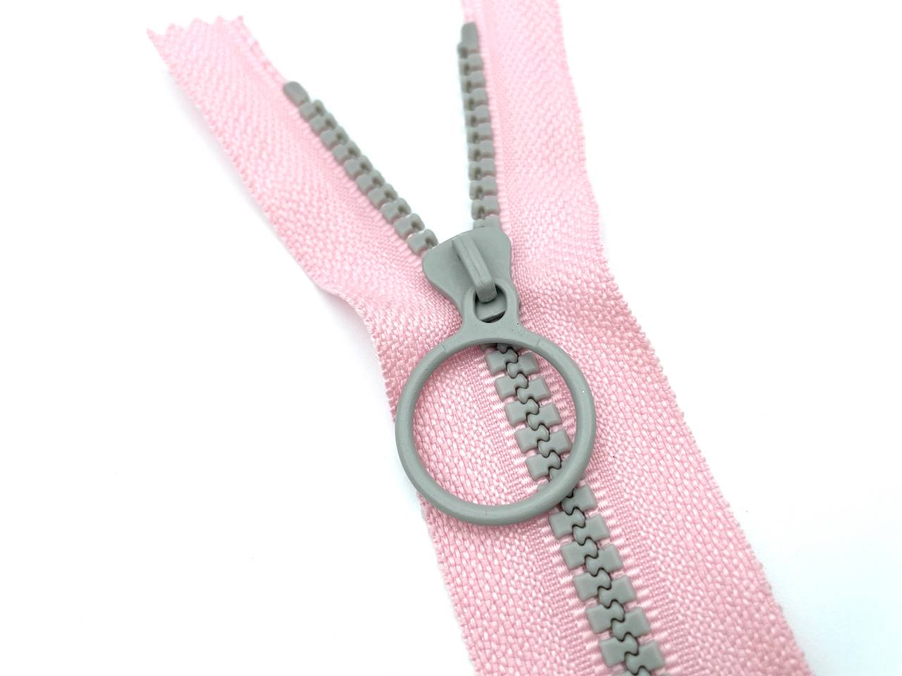 Reißverschluss mit Ringzipper 20cm Rosa Grau