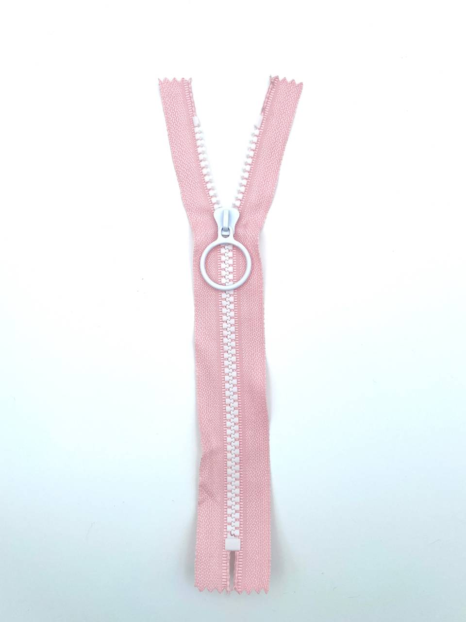 Reißverschluss mit Ringzipper 20cm Rosa Weiß
