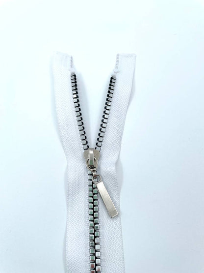 Jacken Reißverschluss 70cm Weiß Silber