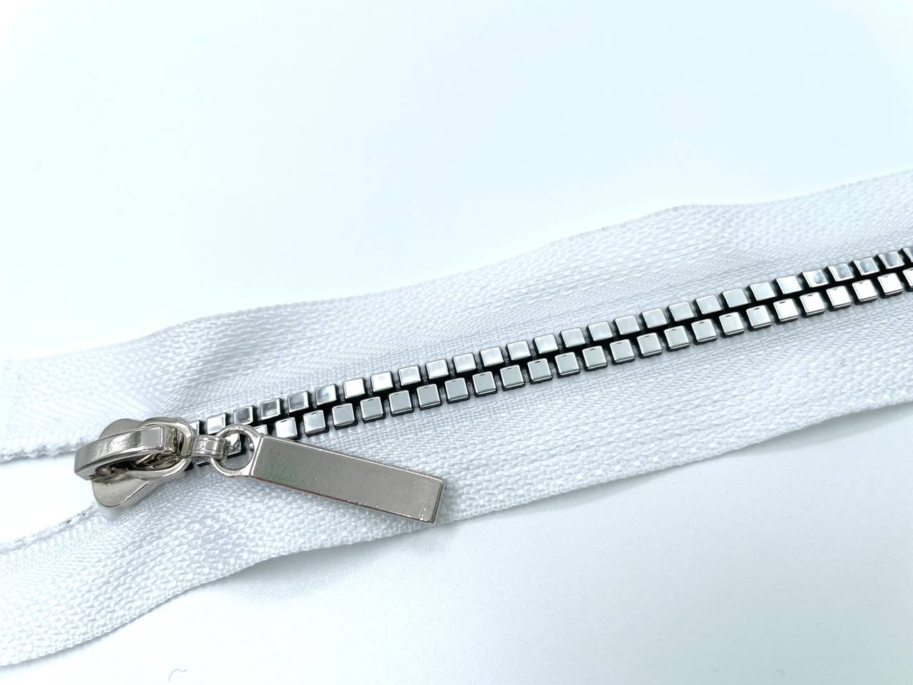 Jacken Reißverschluss 70cm Weiß Silber