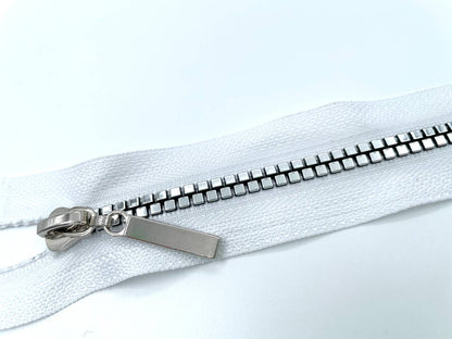 Jacken Reißverschluss 70cm Weiß Silber