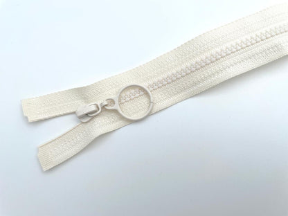 Jacken Reißverschluss mit Ringzipper 70cm Creme Weiß