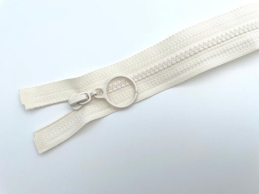 Jacken Reißverschluss mit Ringzipper 70cm Creme Weiß