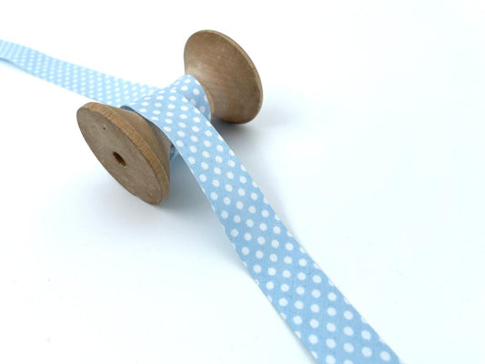 Schrägband "Punkte" 20 mm Hellblau