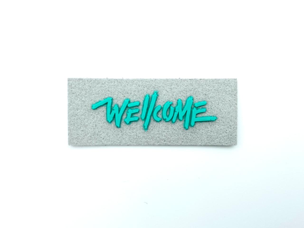 Label "Wellcome" Hellgrau Mint