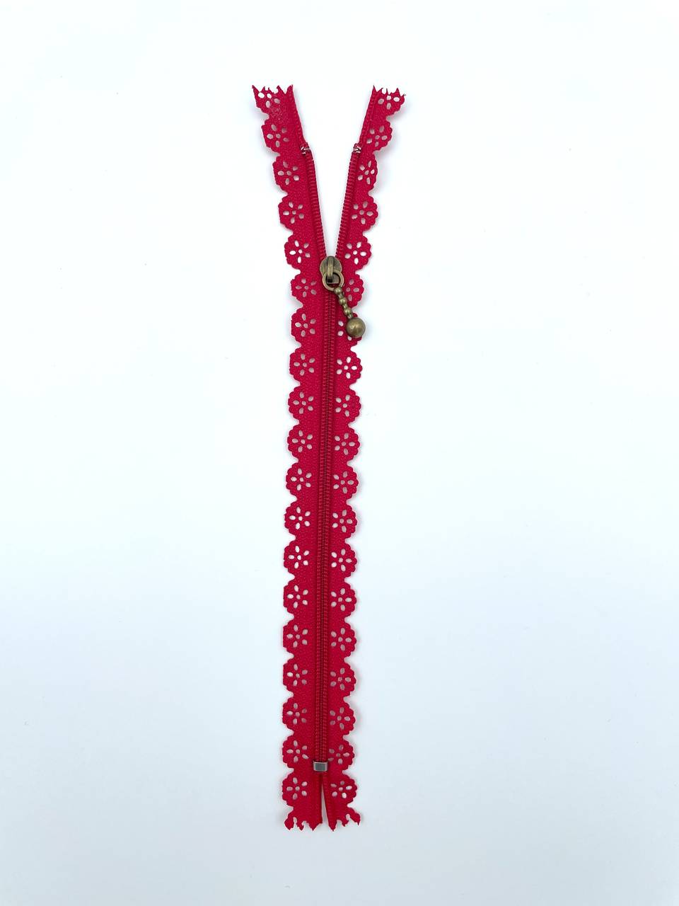 Reißverschluss mit Spitze 20cm Rot