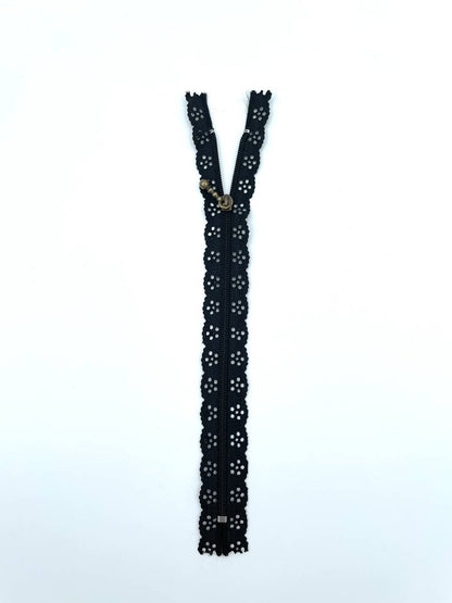 Reißverschluss mit Spitze 20cm Schwarz