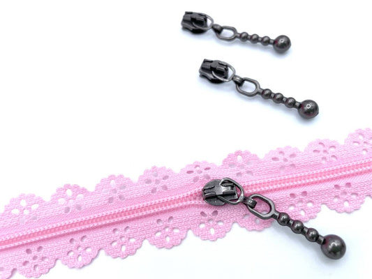 1 Meter Reißverschluss mit Spitze Rosa