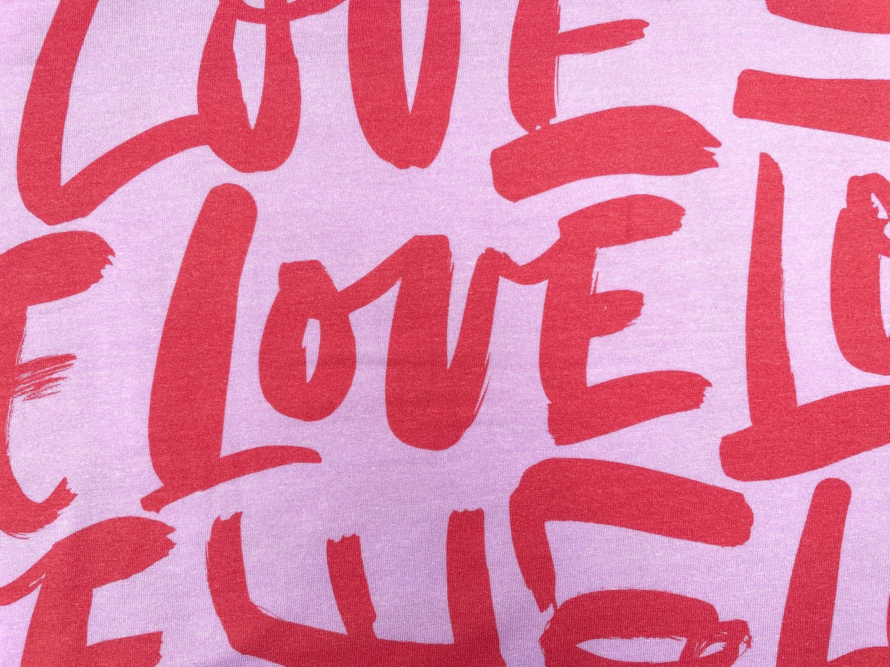 Tencel Jersey "Love" Flieder / Koralle