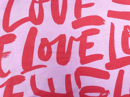 Tencel Jersey "Love" Flieder / Koralle