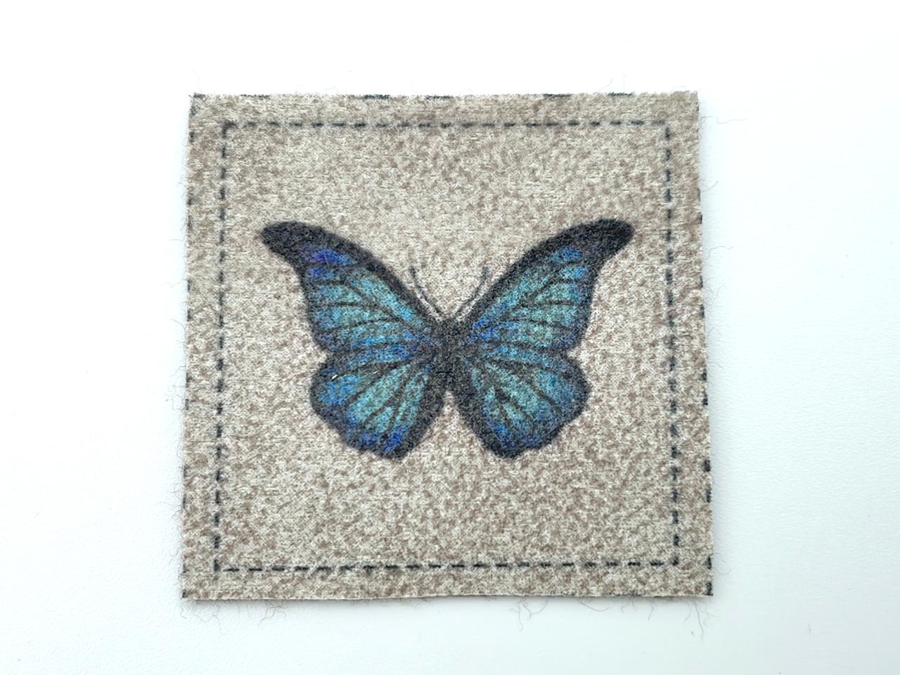 Vintage Kunstleder Label "Schmetterling"