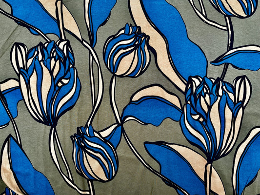 Viskose Jersey "Blue Flower" 