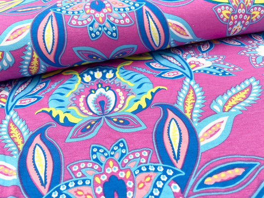 Viskose Jersey "Paisley" Pink
