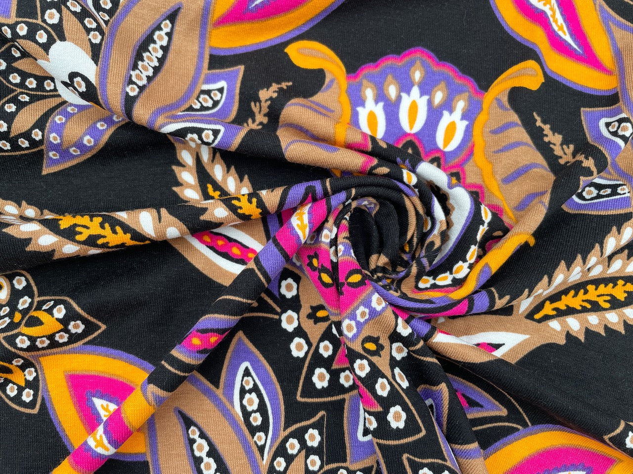 Viskose Jersey "Paisley" Schwarz