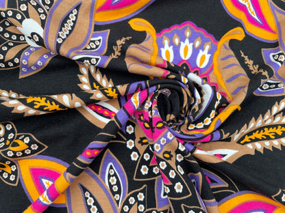 Viskose Jersey "Paisley" Schwarz