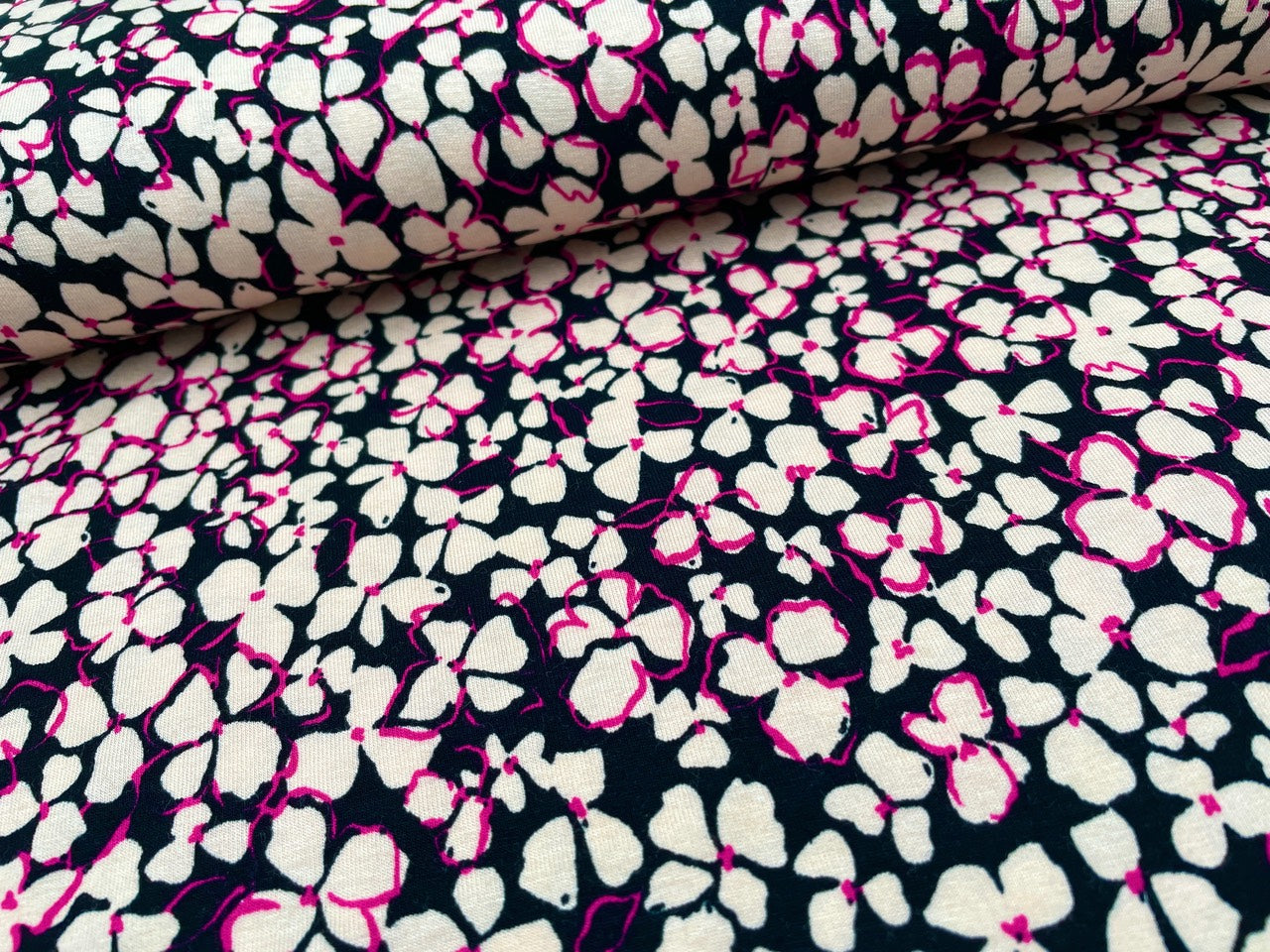 Viskose Jersey "Pink Flowers"