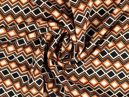 Viskose Satin "Geometric" Kupfer / Schwarz