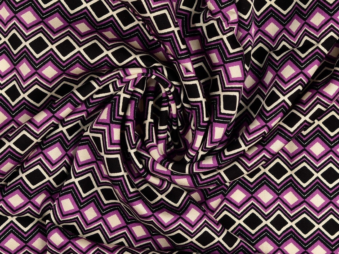 Viskose Satin "Geometric" Lila / Beere