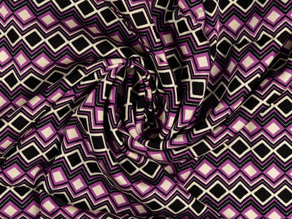 Viskose Satin "Geometric" Lila / Beere