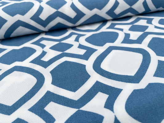 Viskose Twill Frau Maerz "Geometrisches Muster" Jeansblau