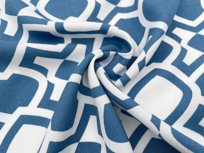 Viskose Twill Frau Maerz "Geometrisches Muster" Jeansblau