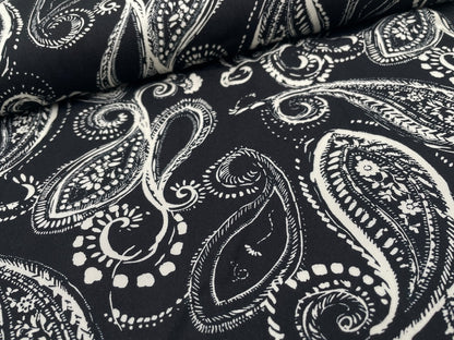 Viskose Twill "Paisley" Schwarz