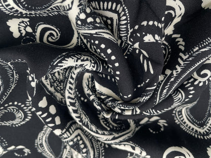 Viskose Twill "Paisley" Schwarz