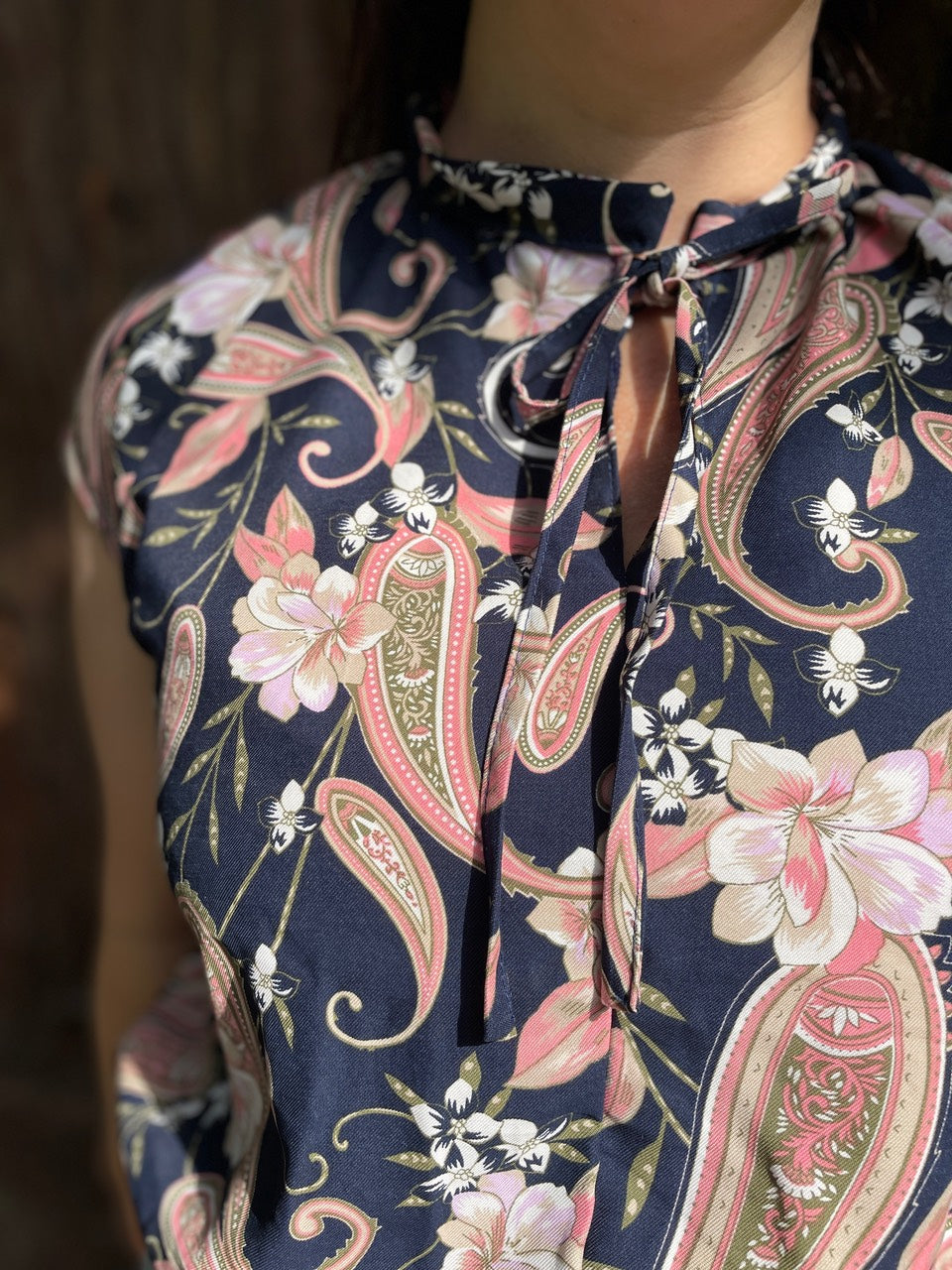 Viskose Twill Stone Washed "Paisley" Marine