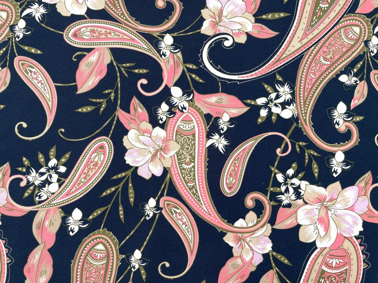 Viskose Twill Stone Washed "Paisley" Marine
