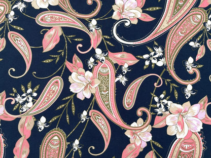 Viskose Twill Stone Washed "Paisley" Marine