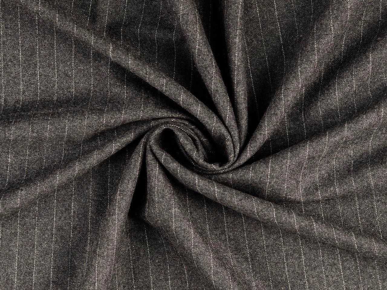 Wollstoff mit Nadelstreifen Garngefärbt Grau